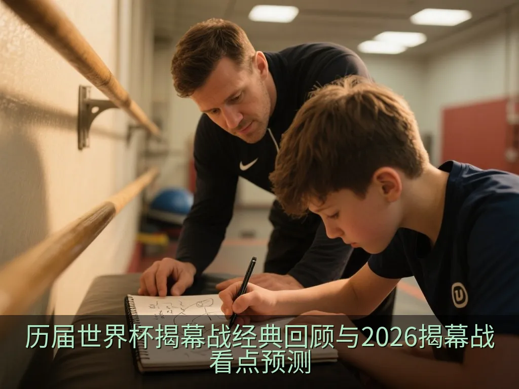 现代化的宏伟足球场在黄昏时分,草坪翠绿,看台静待大赛开幕